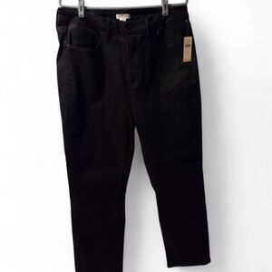 Anthropologie Plus Black Straight Leg Jeans Leather Look